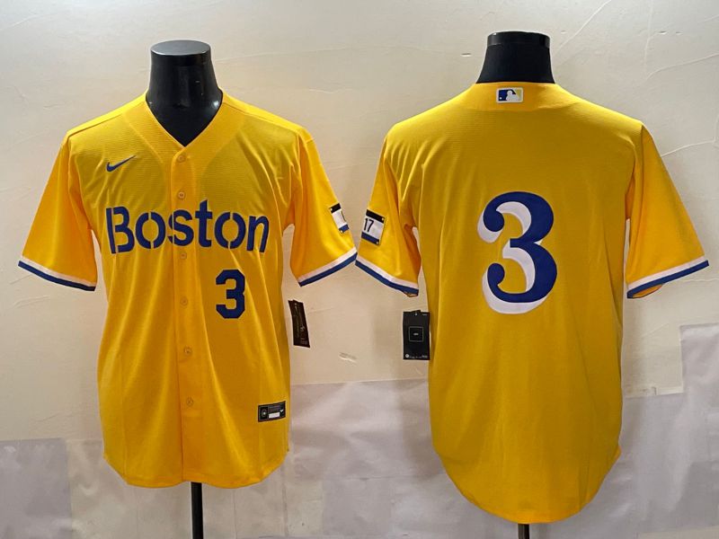 Men 2025 Boston Red Sox #3 No Name Yellow City Edition Nike MLB Jersey style 5->boston red sox->MLB Jersey